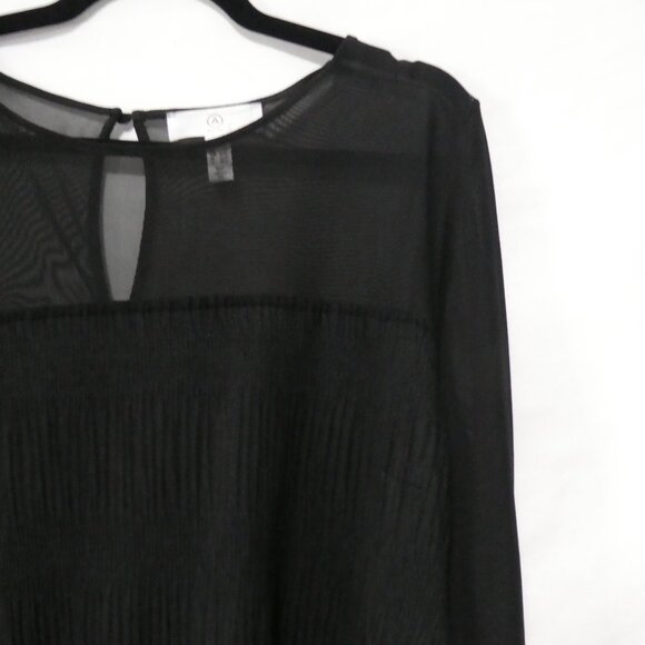 ADDITION ELLE - A | size 2X | Elegant Lined Sheer Black Blouse | Keyhole Back - Picture 5 of 14
